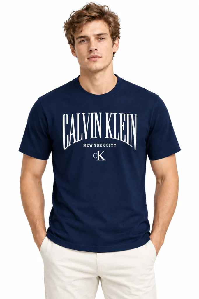Navy Stacked-Text Graphic T-Shirt