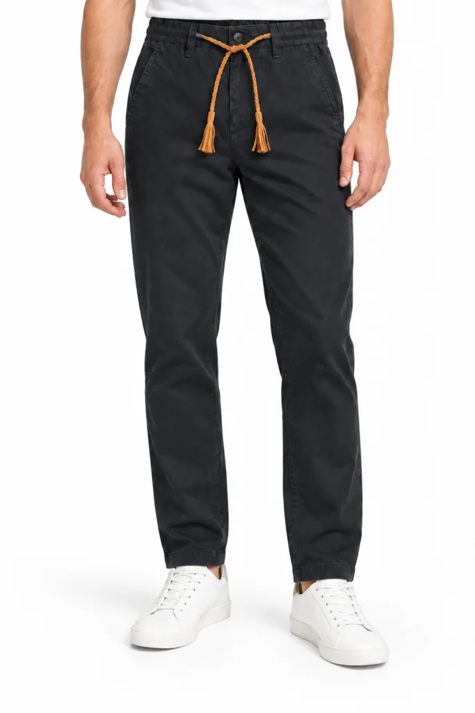 Dark Trousers with Braided Waist Cord