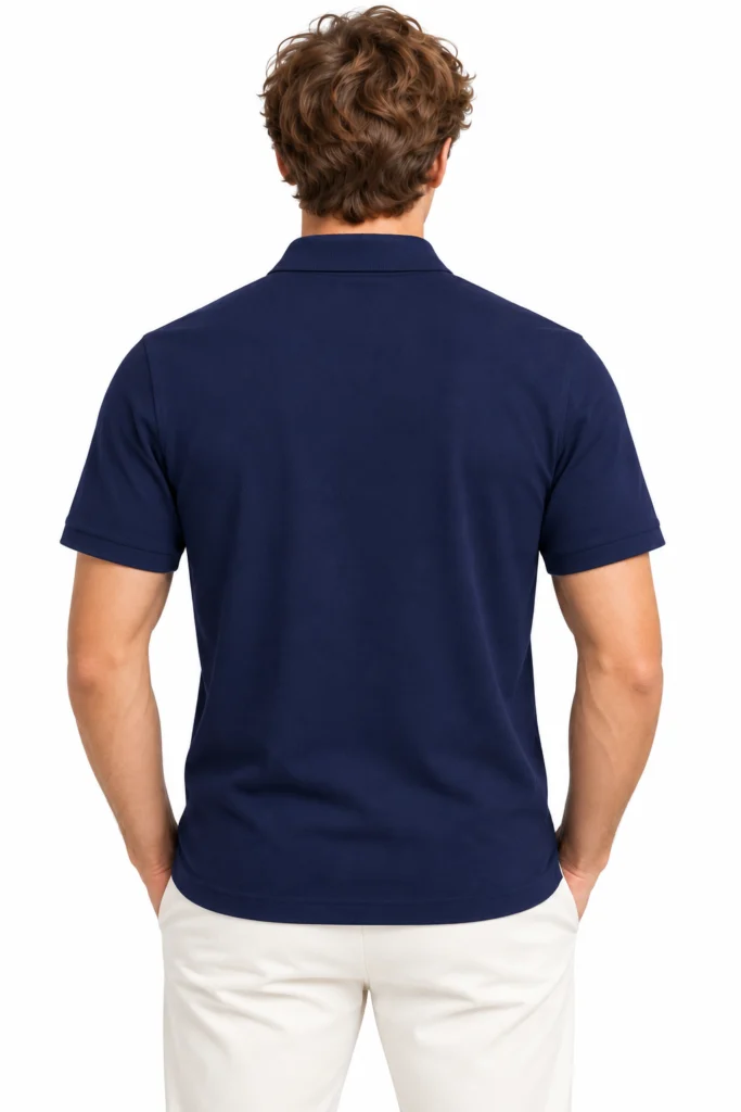 Navy Polo with Pink Ornamental Print