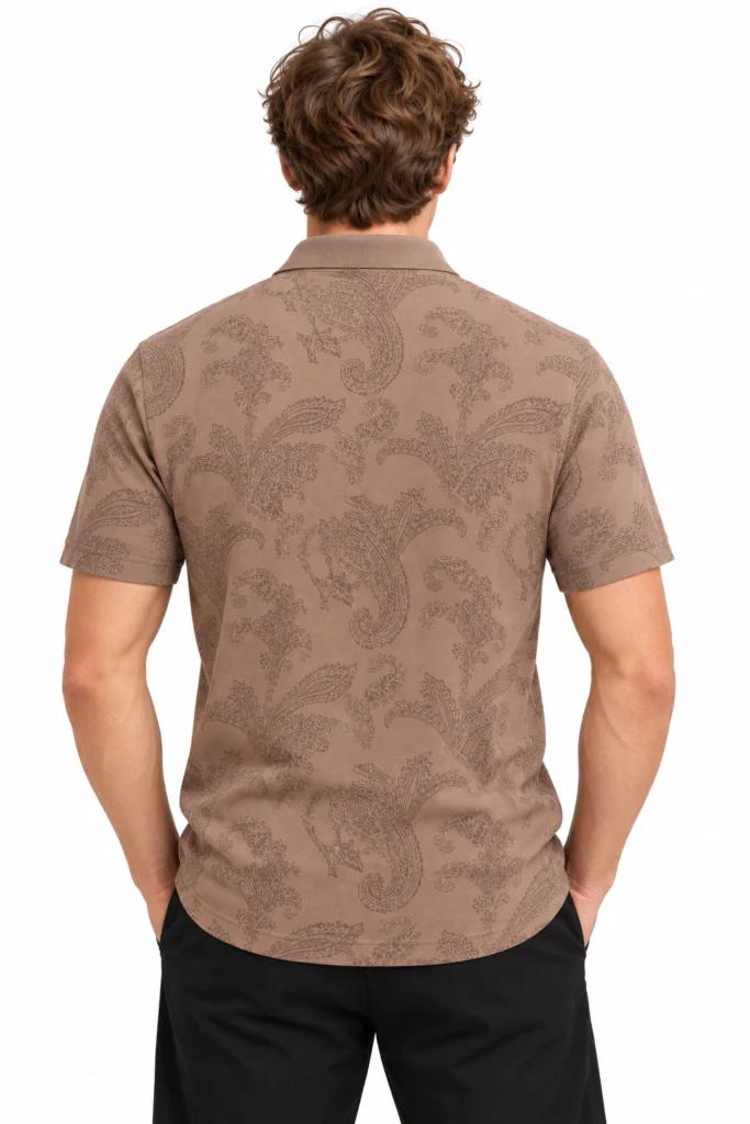 Taupe Tonal Paisley Polo