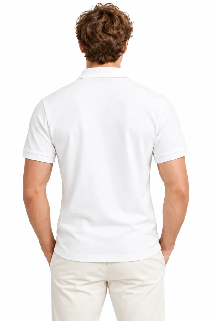 White Polo with Dark Chest Patch