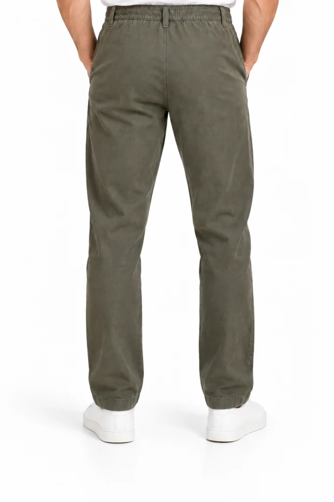 Olive Trousers with Braided Waist Cords