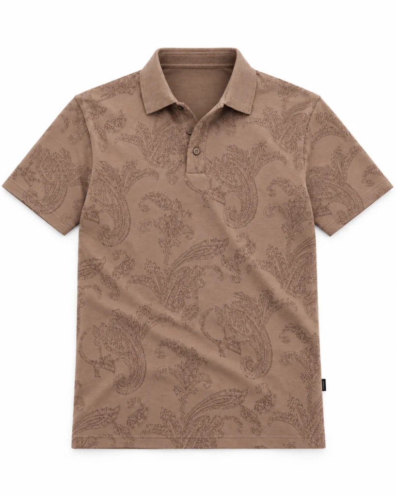 Taupe Tonal Paisley Polo
