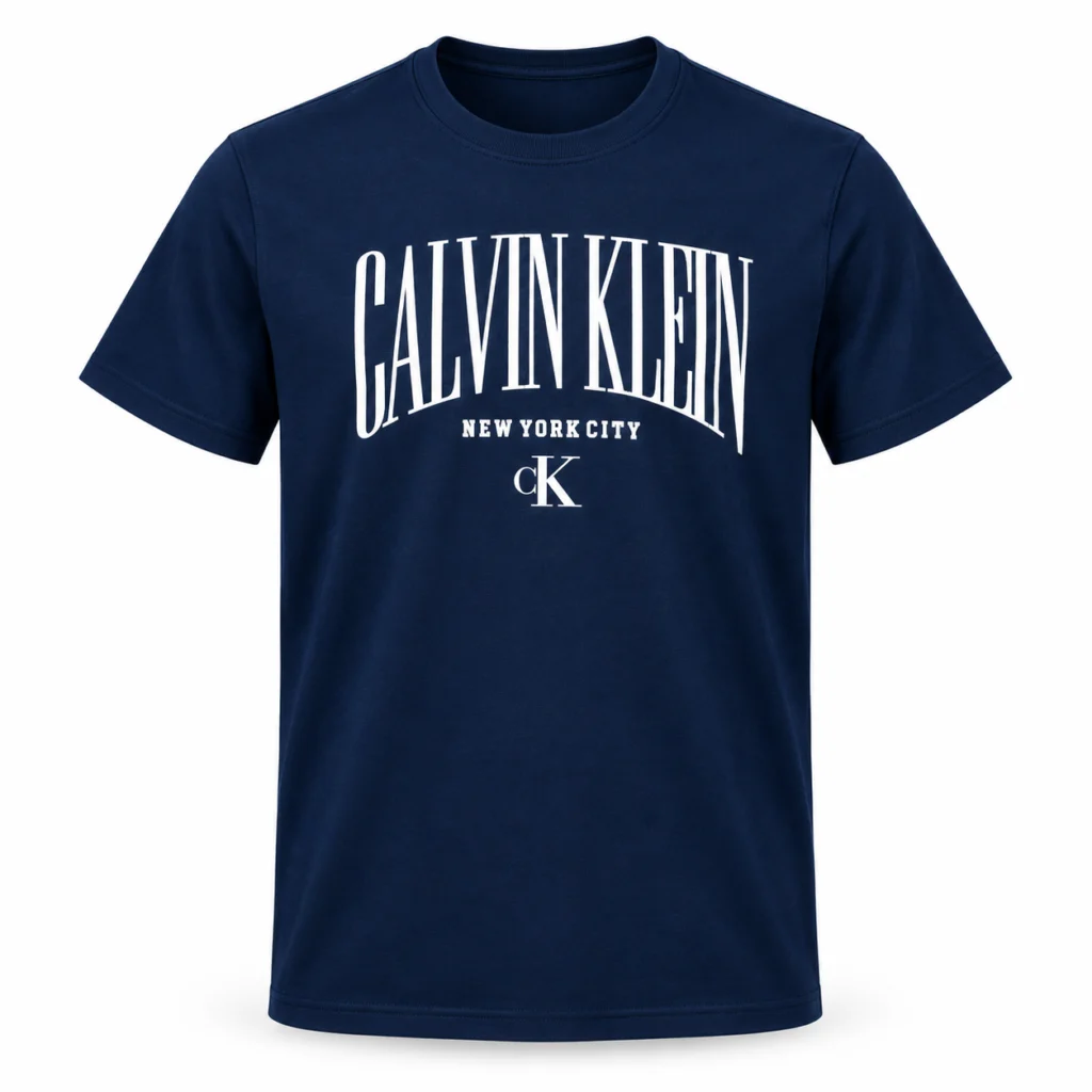 Navy Stacked-Text Graphic T-Shirt