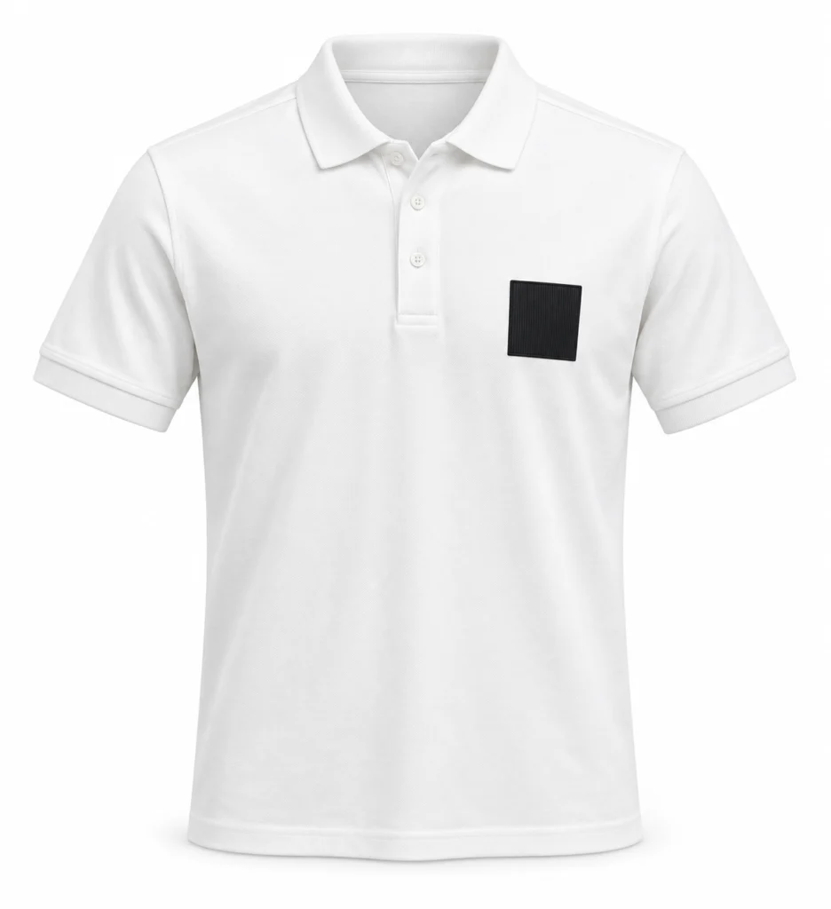 White Polo with Dark Chest Patch